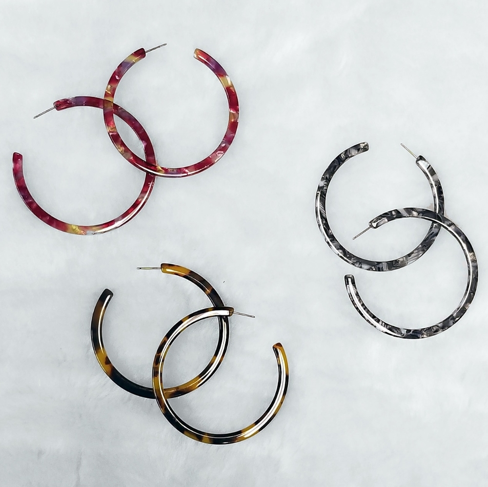 Grey Tortoise Shell Hoops